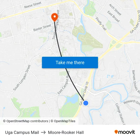 Uga Campus Mail to Moore-Rooker Hall map