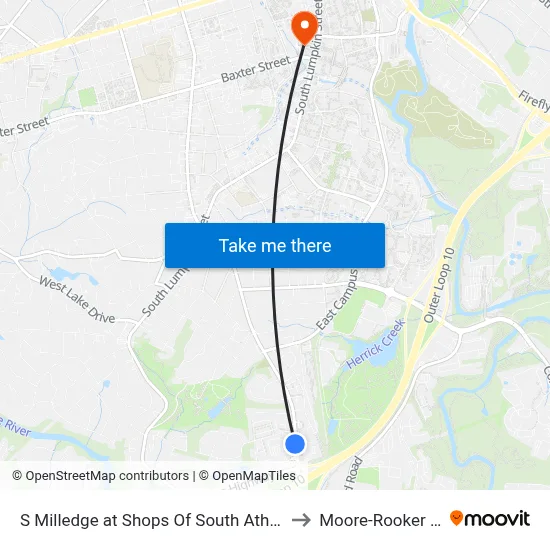 S Milledge at Shops Of South Athens Ob to Moore-Rooker Hall map