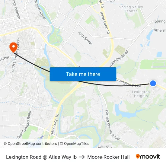 Lexington Road @ Atlas Way Ib to Moore-Rooker Hall map