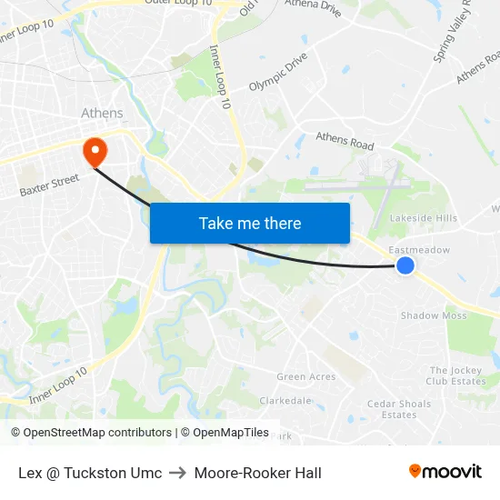 Lex @ Tuckston Umc to Moore-Rooker Hall map