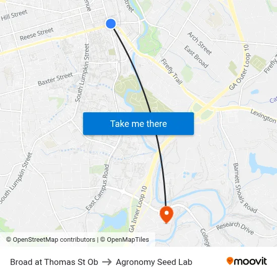 Broad at Thomas St Ob to Agronomy Seed Lab map