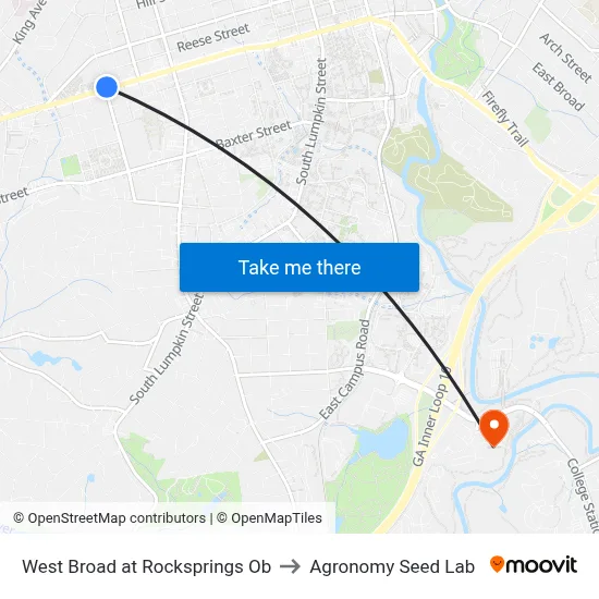 West Broad at Rocksprings Ob to Agronomy Seed Lab map