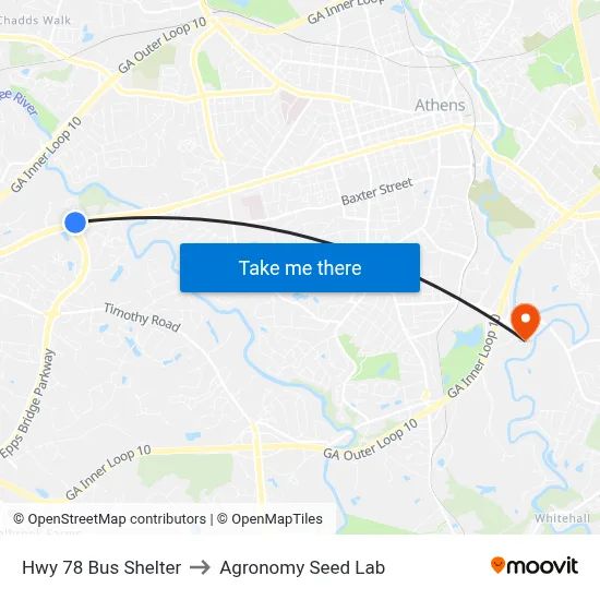 Hwy 78 Bus Shelter to Agronomy Seed Lab map