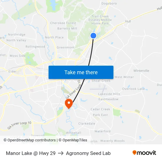 Manor Lake @ Hwy 29 to Agronomy Seed Lab map
