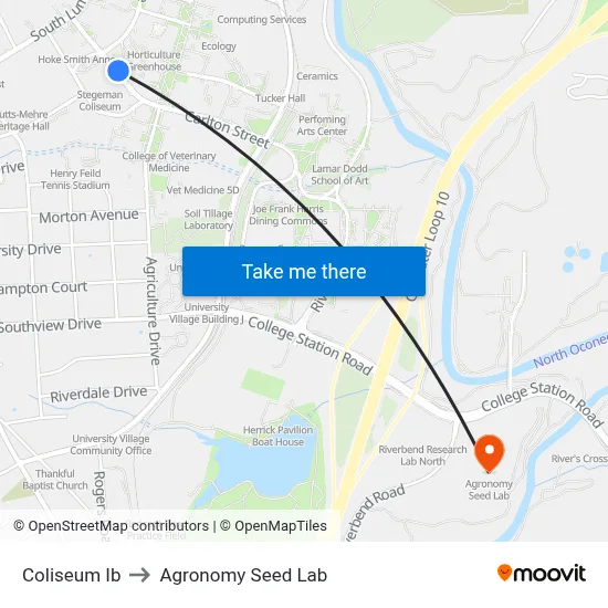 Coliseum Ib to Agronomy Seed Lab map