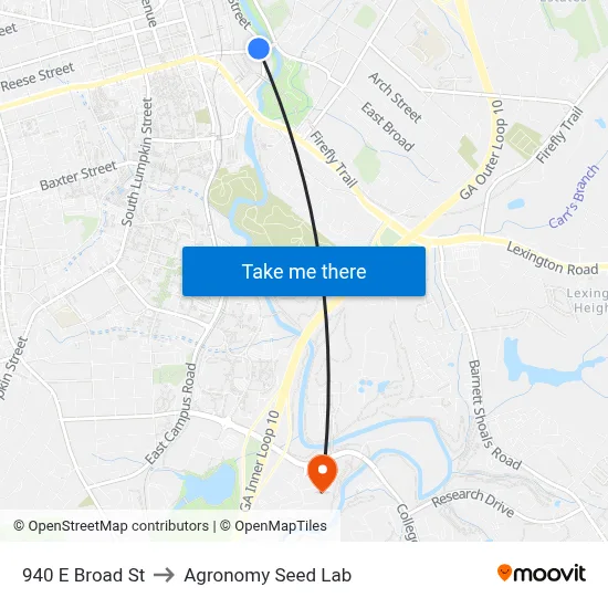 940 E Broad St to Agronomy Seed Lab map