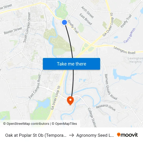 Oak at Poplar St Ob (Temporary) to Agronomy Seed Lab map