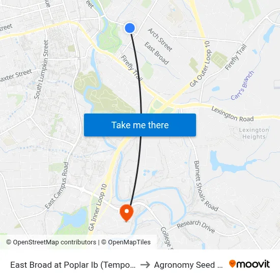 East Broad at Poplar Ib (Temporary) to Agronomy Seed Lab map