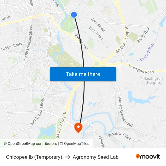 Chicopee Ib (Temporary) to Agronomy Seed Lab map