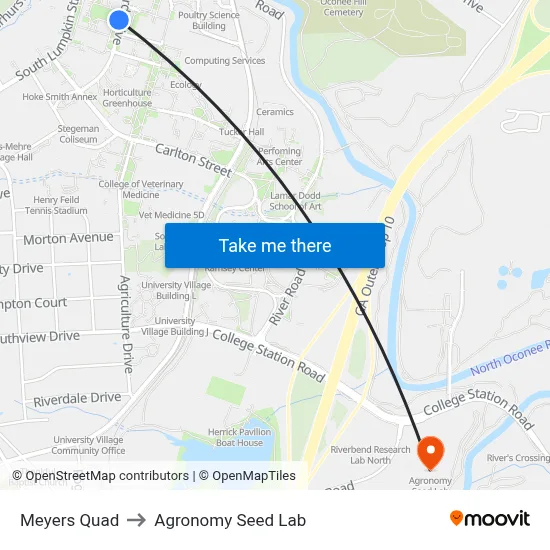 Meyers Quad to Agronomy Seed Lab map