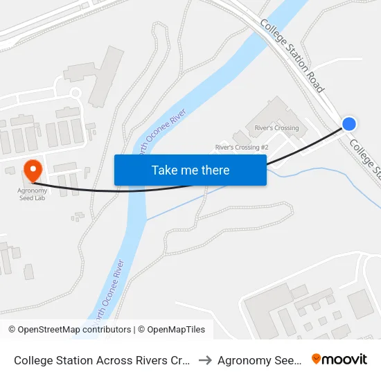 College Station Across Rivers Crossng Ib to Agronomy Seed Lab map