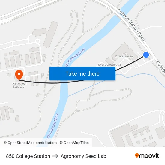 850 College Station to Agronomy Seed Lab map