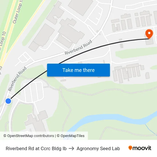 Riverbend Rd at Ccrc Bldg Ib to Agronomy Seed Lab map