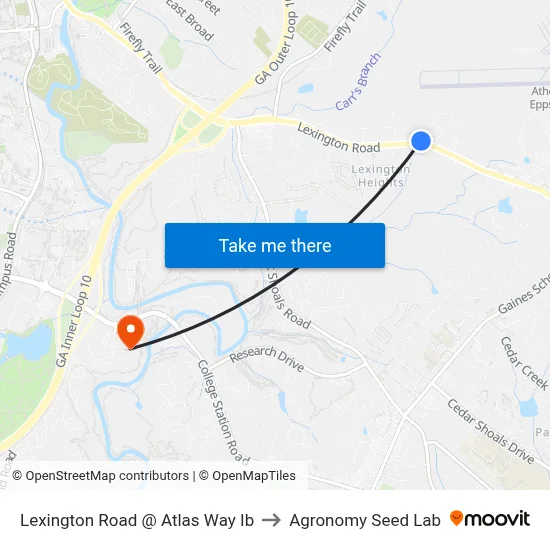 Lexington Road @ Atlas Way Ib to Agronomy Seed Lab map