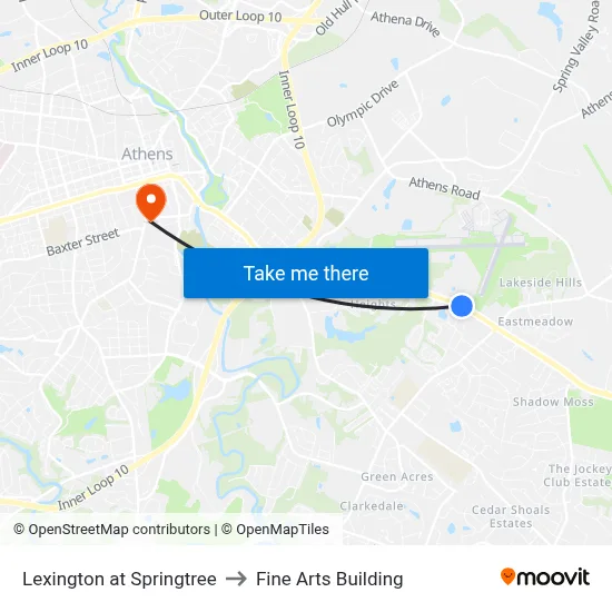 Lexington at Springtree to Fine Arts Building map
