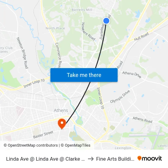 Linda Ave @ Linda Ave @ Clarke Cty to Fine Arts Building map