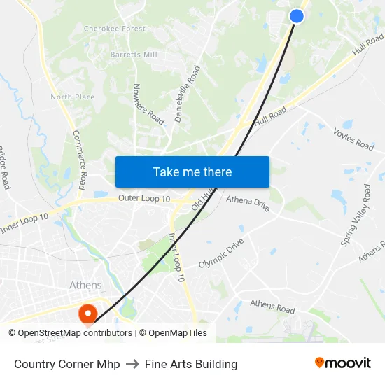 Country Corner Mhp to Fine Arts Building map