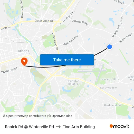 Ranick Rd @ Winterville Rd to Fine Arts Building map
