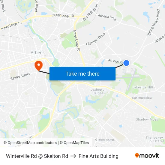 Winterville Rd @ Skelton Rd to Fine Arts Building map