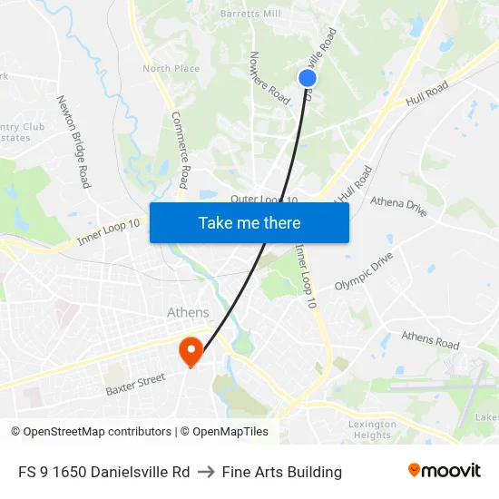 FS 9 1650 Danielsville Rd to Fine Arts Building map