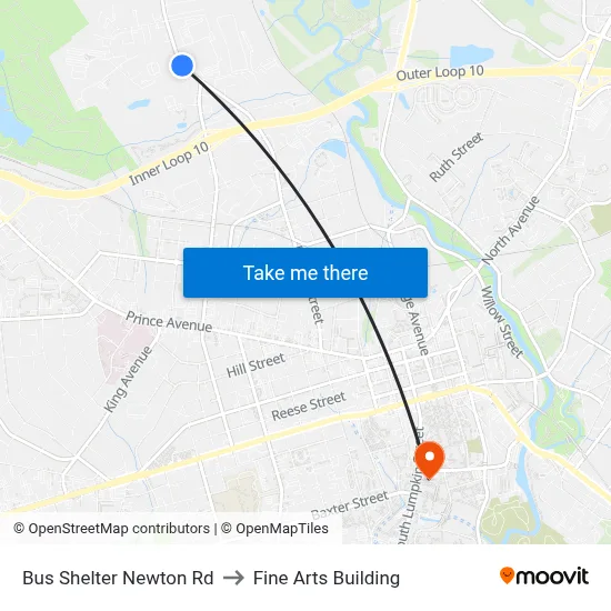 Bus Shelter Newton Rd to Fine Arts Building map