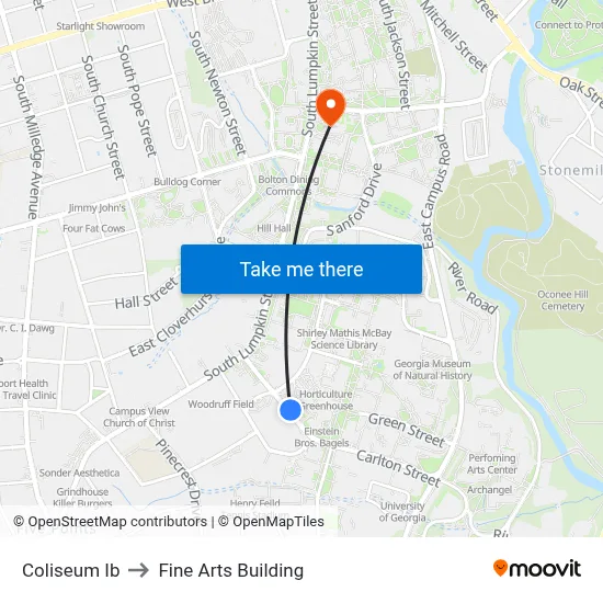 Coliseum Ib to Fine Arts Building map