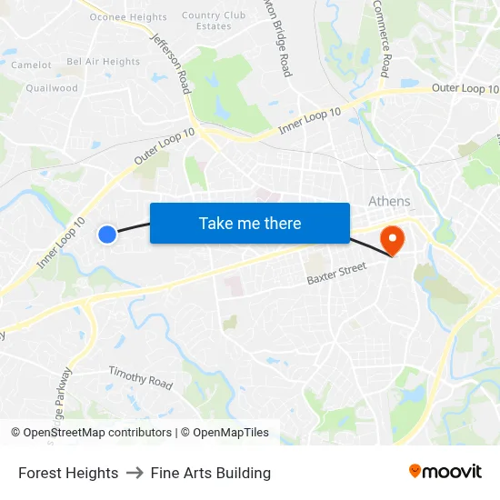 Forest Heights to Fine Arts Building map