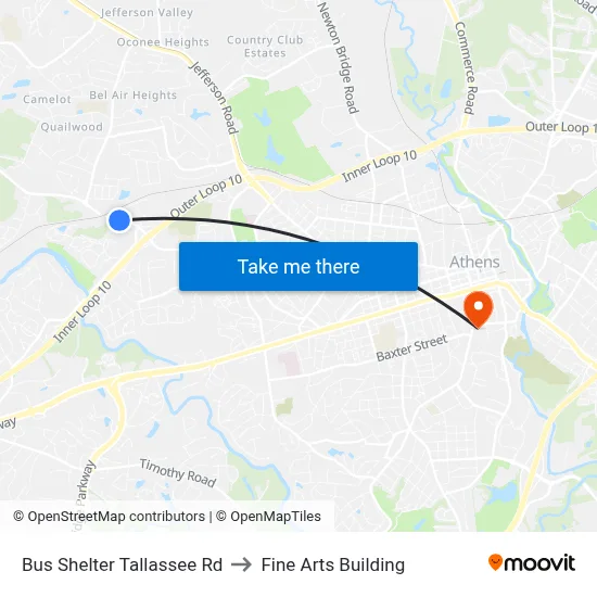 Bus Shelter Tallassee Rd to Fine Arts Building map