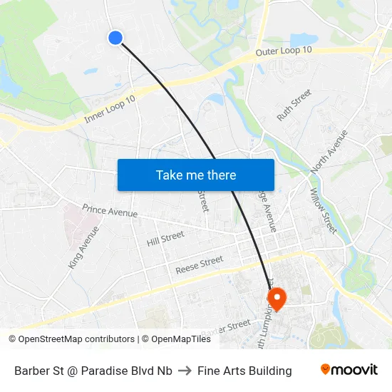 Barber St @ Paradise Blvd Nb to Fine Arts Building map
