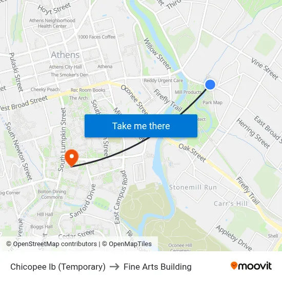 Chicopee Ib (Temporary) to Fine Arts Building map