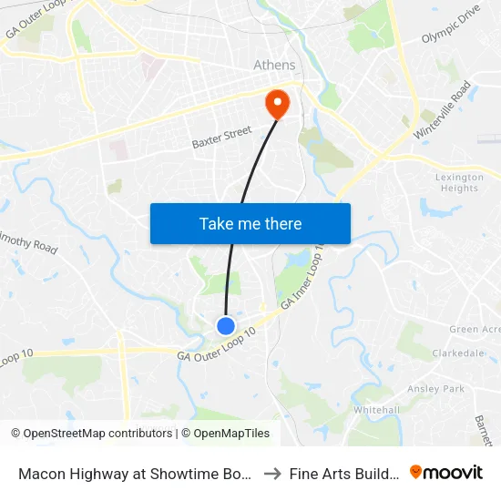 Macon Highway at Showtime Bowl Ib to Fine Arts Building map