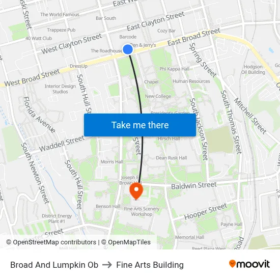 Broad And Lumpkin Ob to Fine Arts Building map