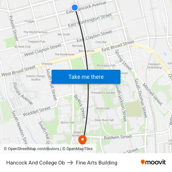 Hancock And College Ob to Fine Arts Building map