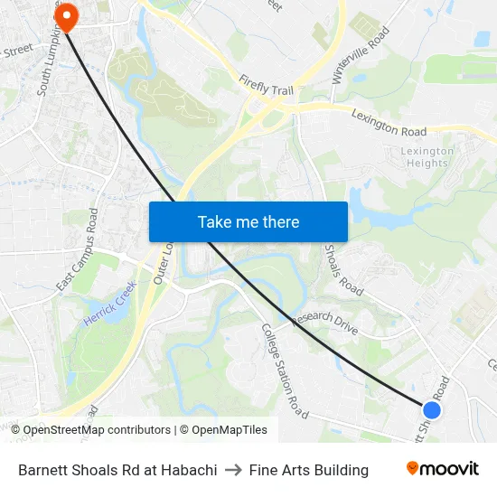 Barnett Shoals Rd at Habachi to Fine Arts Building map
