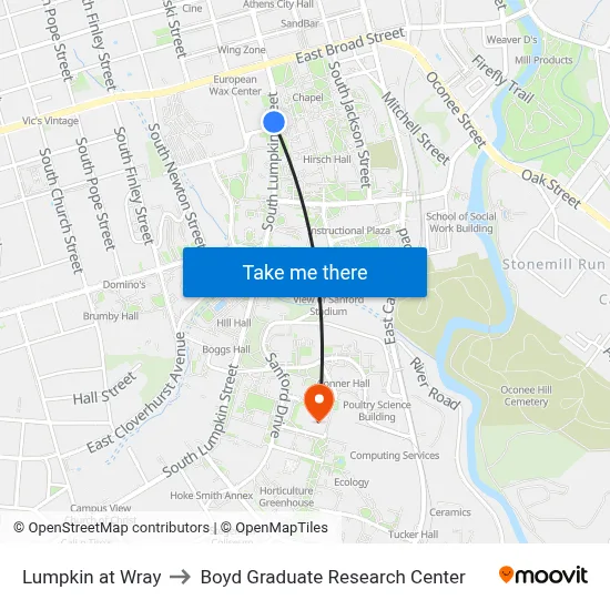 Lumpkin at Wray to Boyd Graduate Research Center map