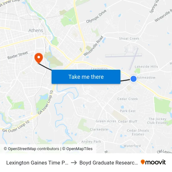 Lexington Gaines Time Point Only to Boyd Graduate Research Center map