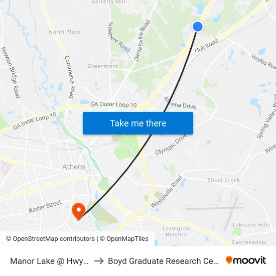 Manor Lake @ Hwy 29 to Boyd Graduate Research Center map