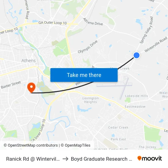Ranick Rd @ Winterville Rd to Boyd Graduate Research Center map