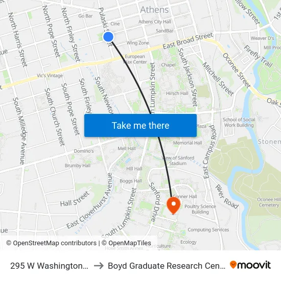 295 W Washington St to Boyd Graduate Research Center map