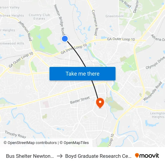 Bus Shelter Newton Rd to Boyd Graduate Research Center map