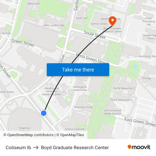 Coliseum Ib to Boyd Graduate Research Center map