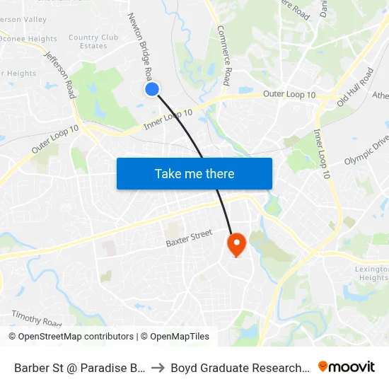 Barber St @ Paradise Blvd Nb to Boyd Graduate Research Center map