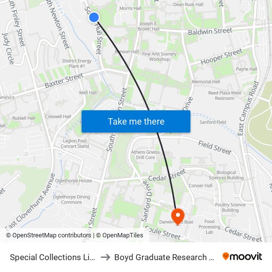 Special Collections Library to Boyd Graduate Research Center map