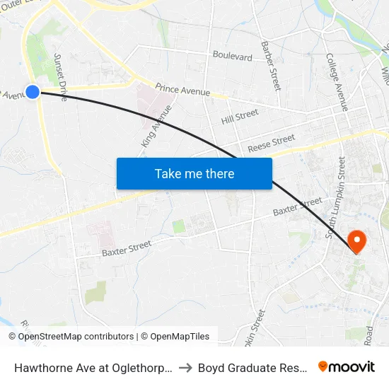 Hawthorne Ave at Oglethorpe Ave Outbound to Boyd Graduate Research Center map