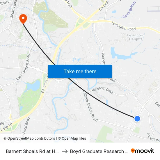 Barnett Shoals Rd at Habachi to Boyd Graduate Research Center map