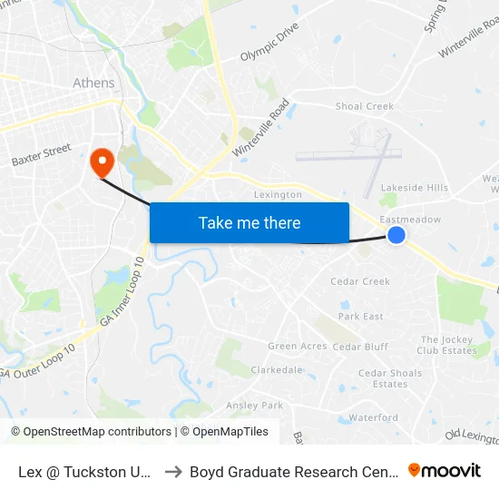 Lex @ Tuckston Umc to Boyd Graduate Research Center map