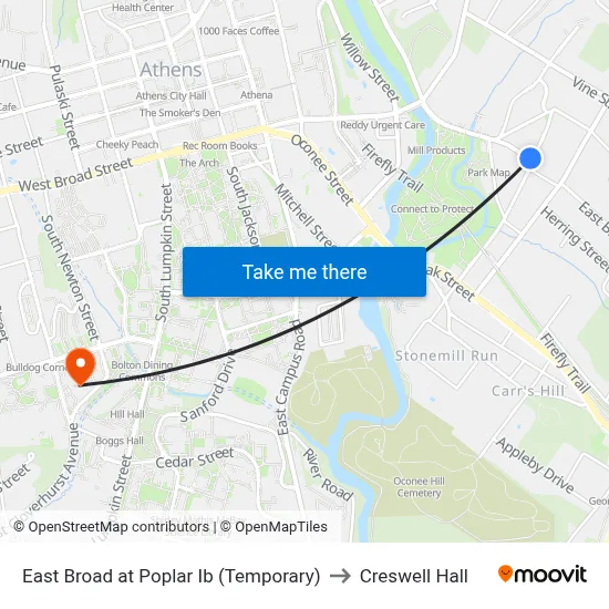 East Broad at Poplar Ib (Temporary) to Creswell Hall map