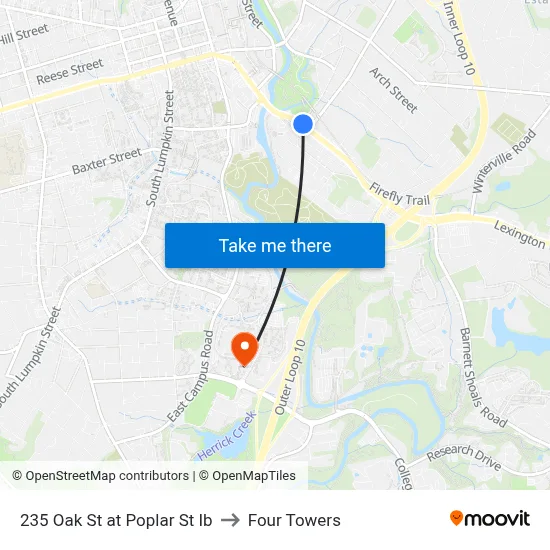 235 Oak St at Poplar St Ib to Four Towers map