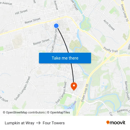 Lumpkin at Wray to Four Towers map