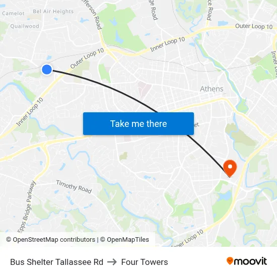 Bus Shelter Tallassee Rd to Four Towers map